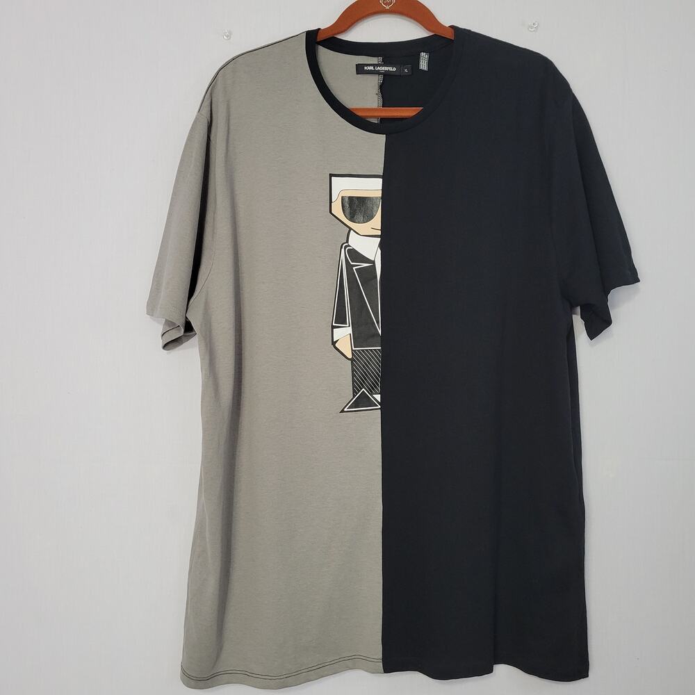 Karl Lagerfeld Short Sleeve Crew Neck Color Block Graphic T-Shirt men's size XL
